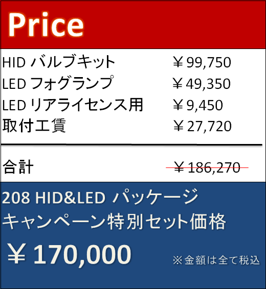 208オーナー様必見☆ HID＆LED Package Campaign！！